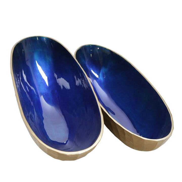 S/2 ALUMINUM 22/24" OVAL BOWL, CHAMPAGNE GOLD