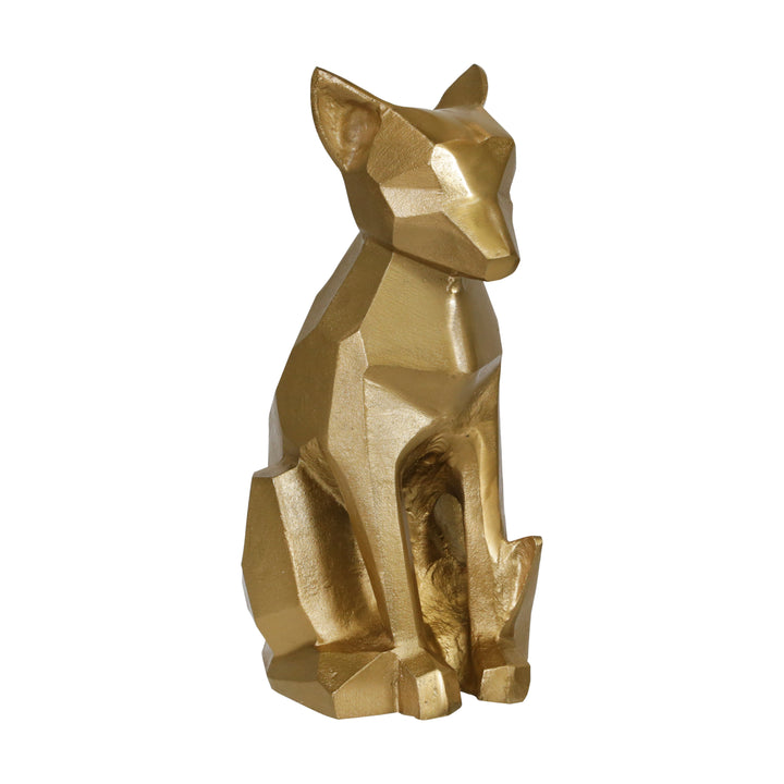 METAL 15"H MODERN DOG FIGURINE, CHAMPAGNE GOLD