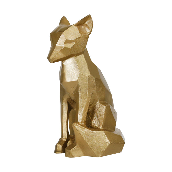 METAL 15"H MODERN DOG FIGURINE, CHAMPAGNE GOLD