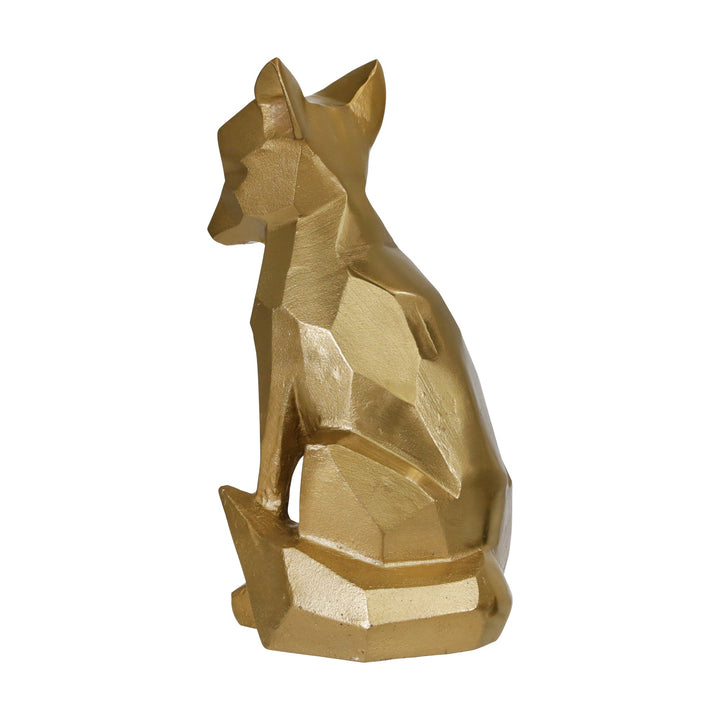 METAL 15"H MODERN DOG FIGURINE, CHAMPAGNE GOLD