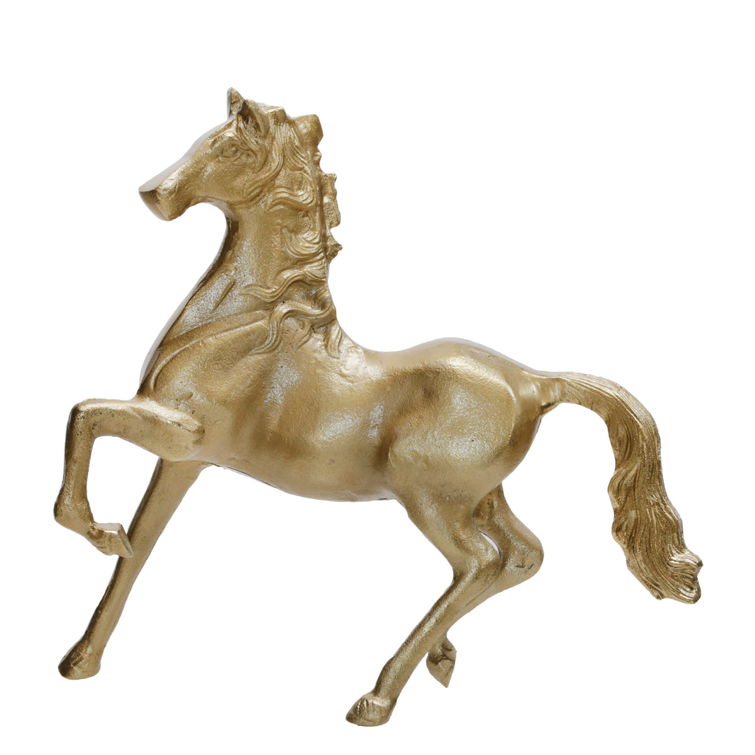 ALUMINUM 16"H HORSE TABLE DECO, CHAMPAGNE GOLD