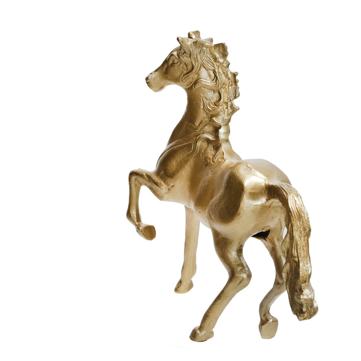 ALUMINUM 16"H HORSE TABLE DECO, CHAMPAGNE GOLD