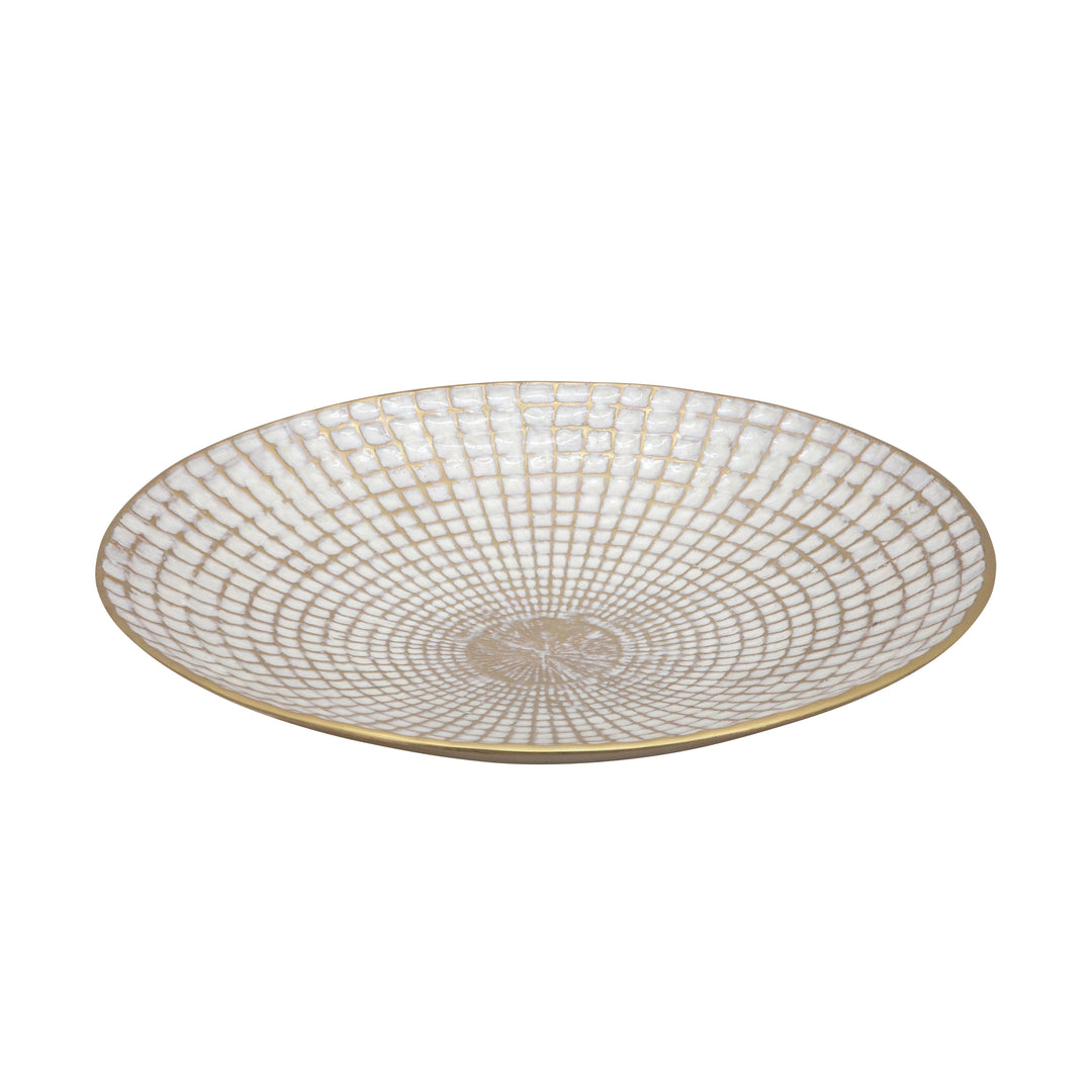 S/2 METAL 18/21" ROUND PLATES, IVORY/CHAMPAGNE