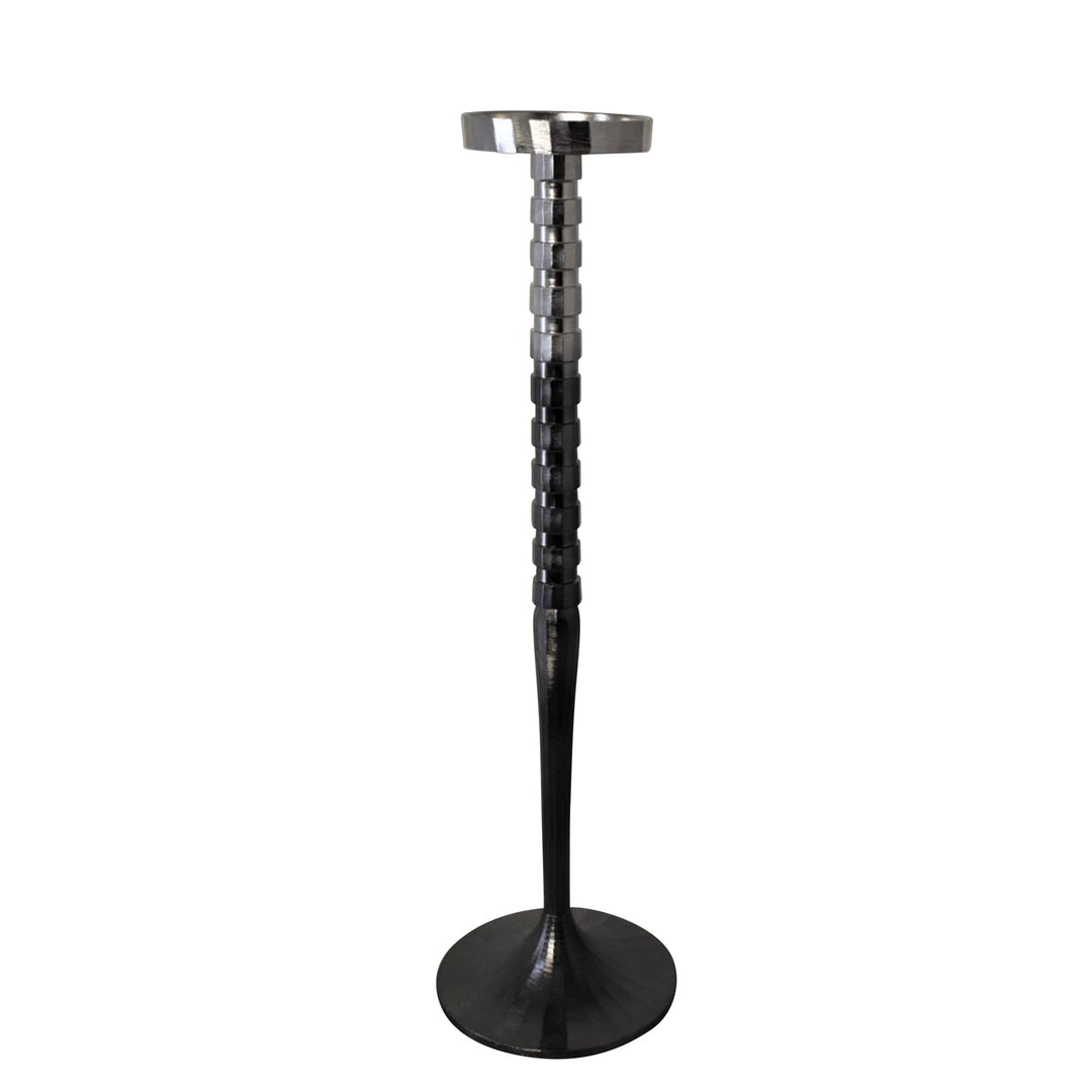 METAL 28"H PILLAR CANDLE HOLDER, SILVER