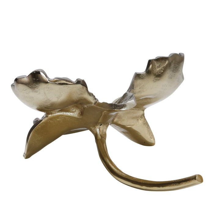 METAL 12" ORCHID TEALIGHT CANDLE HOLDER, GOLD