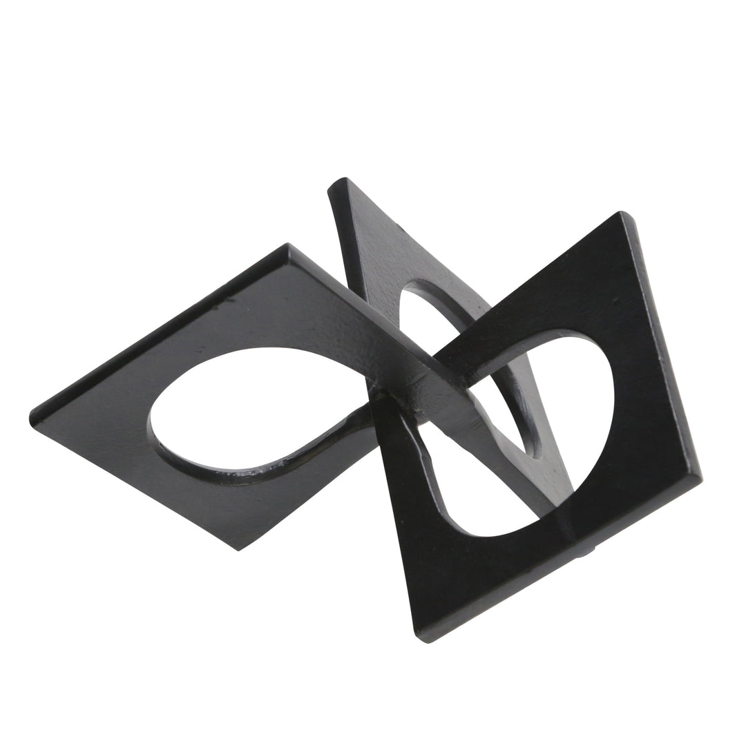 METAL 9" LINKED SQUARE DECOR, BLACK