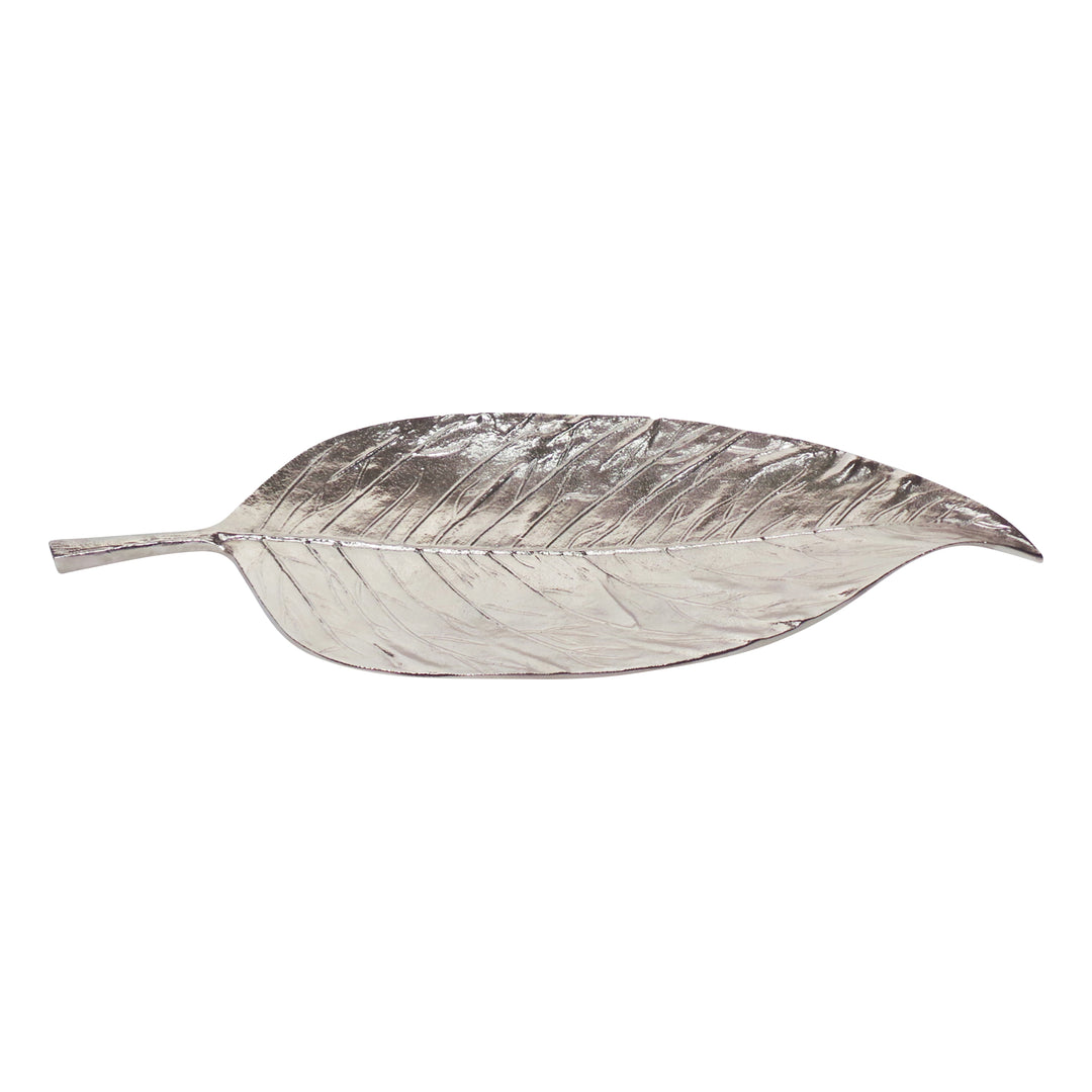 METAL 26" LEAF PLATTER, SILVER