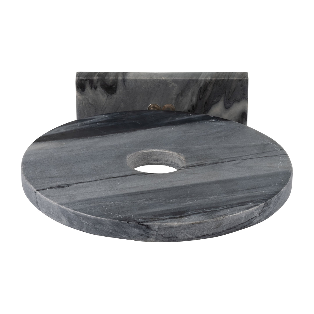 MARBLE 6" DISK W/ BASE, GRAY