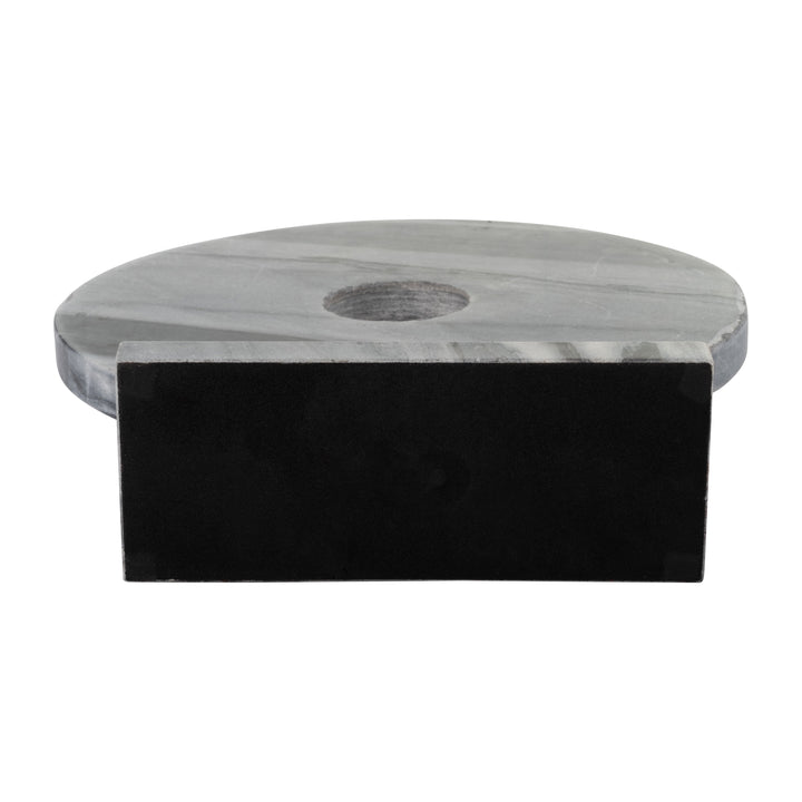 MARBLE 6" DISK W/ BASE, GRAY