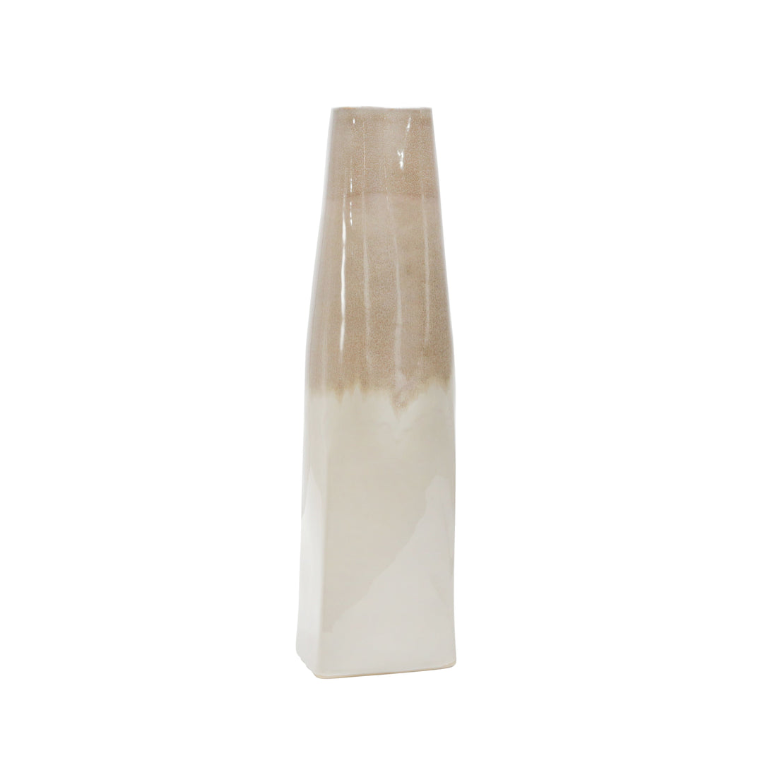 27"H 2-TONE VASE, BEIGE