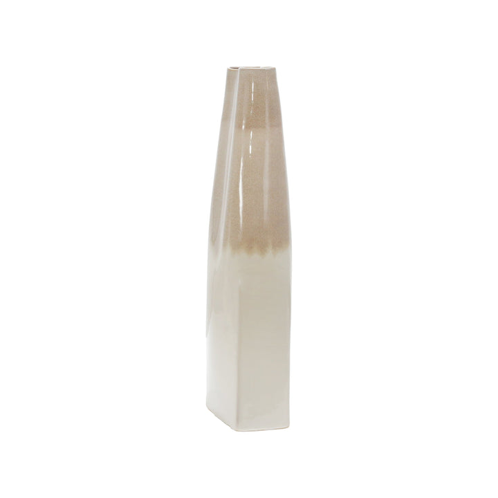 27"H 2-TONE VASE, BEIGE