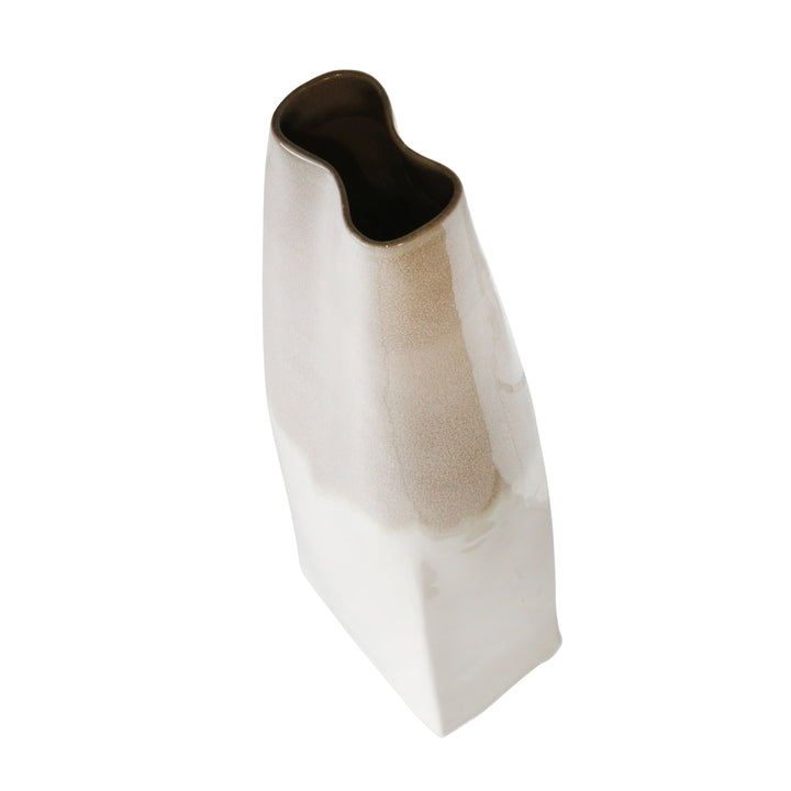 27"H 2-TONE VASE, BEIGE