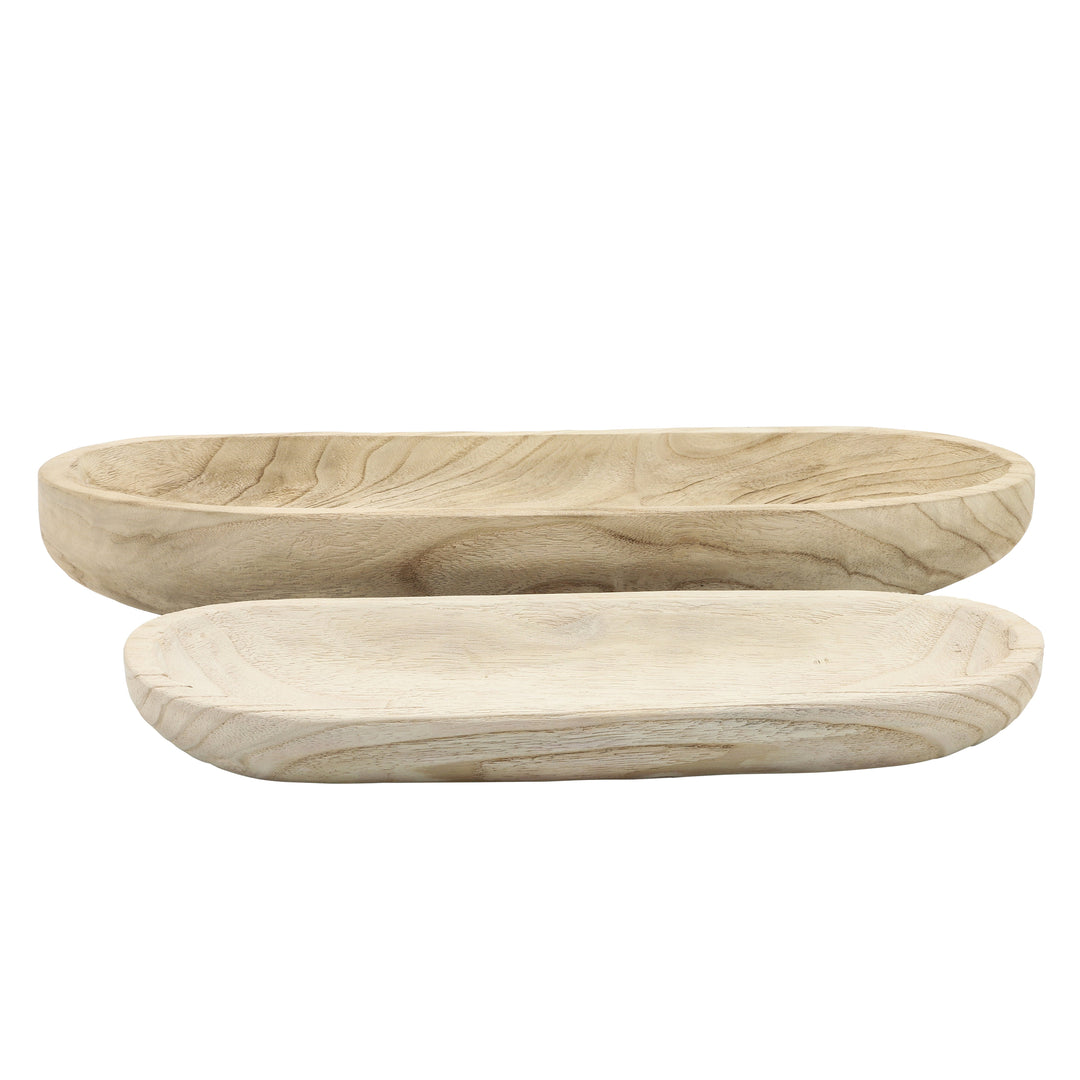 S/2 18/24" WOOD DECOR PLATES, NATURAL