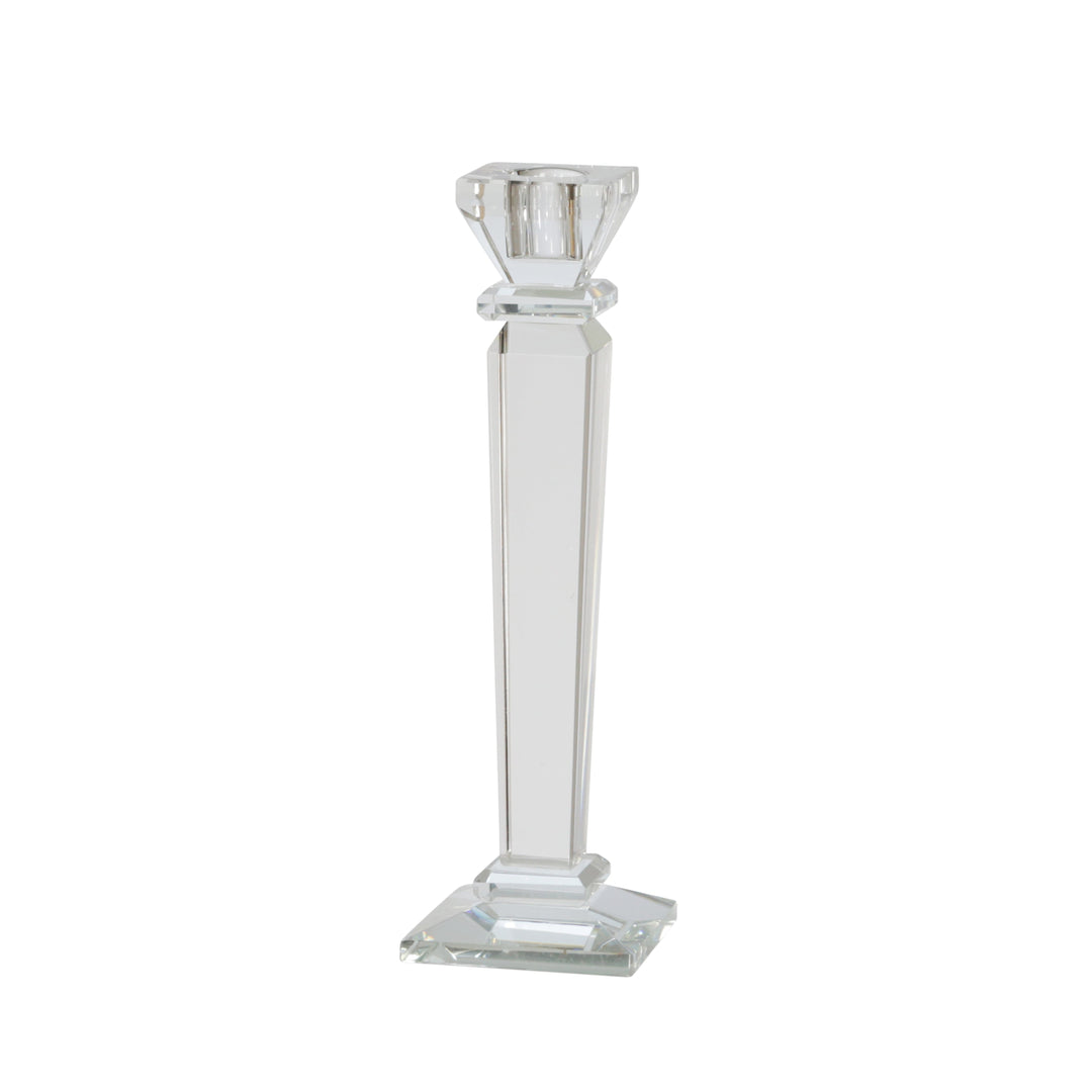 GLASS 9" CANDLE HOLDER, CLEAR