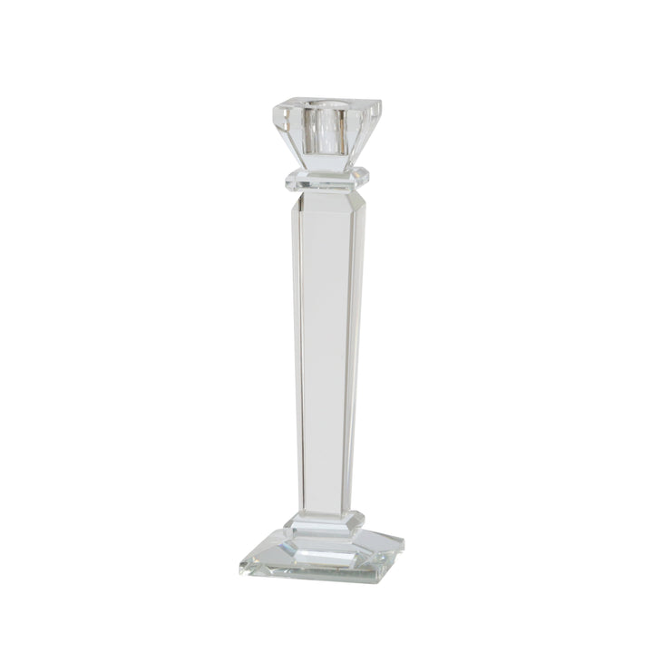 GLASS 9" CANDLE HOLDER, CLEAR