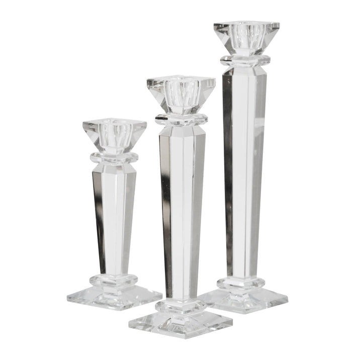 GLASS 9" CANDLE HOLDER, CLEAR