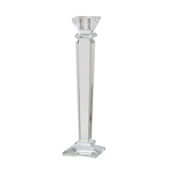 GLASS 11" CANDLE HOLDER, CLEAR