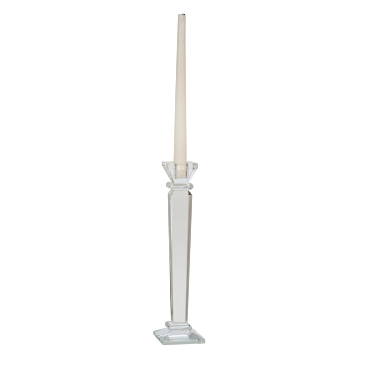 GLASS 11" CANDLE HOLDER, CLEAR