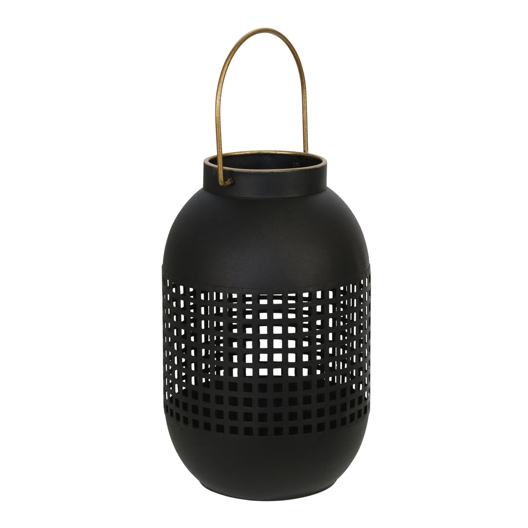 METAL 11" CAGE HURRICANE LANTERN, BLACK