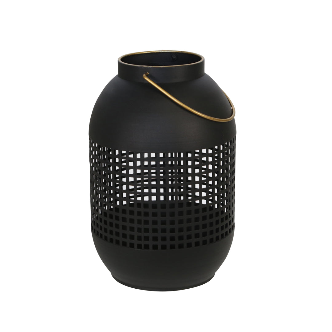 METAL 13" CAGE HURRICANE LANTERN, BLACK