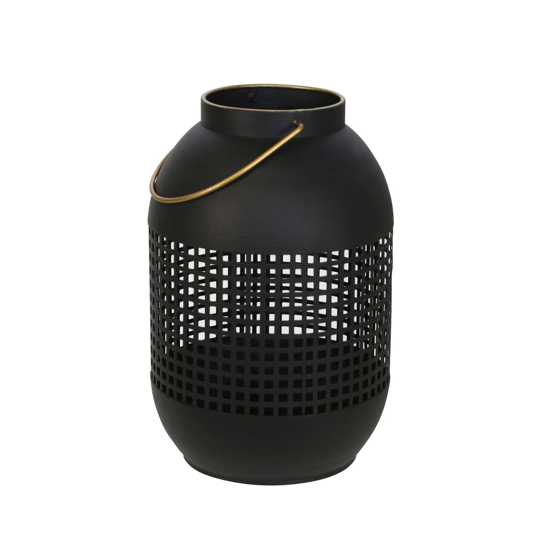 METAL 13" CAGE HURRICANE LANTERN, BLACK