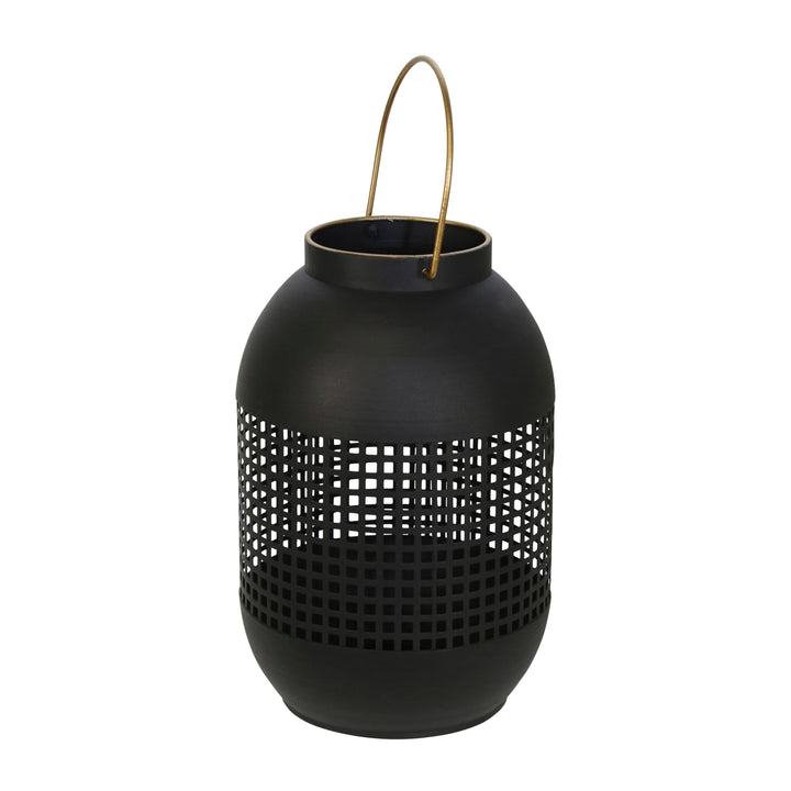 METAL 13" CAGE HURRICANE LANTERN, BLACK