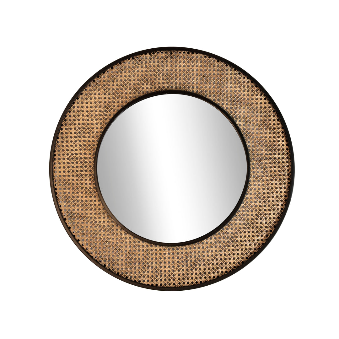 WOOD 28" WICKER MIRROR, BROWN