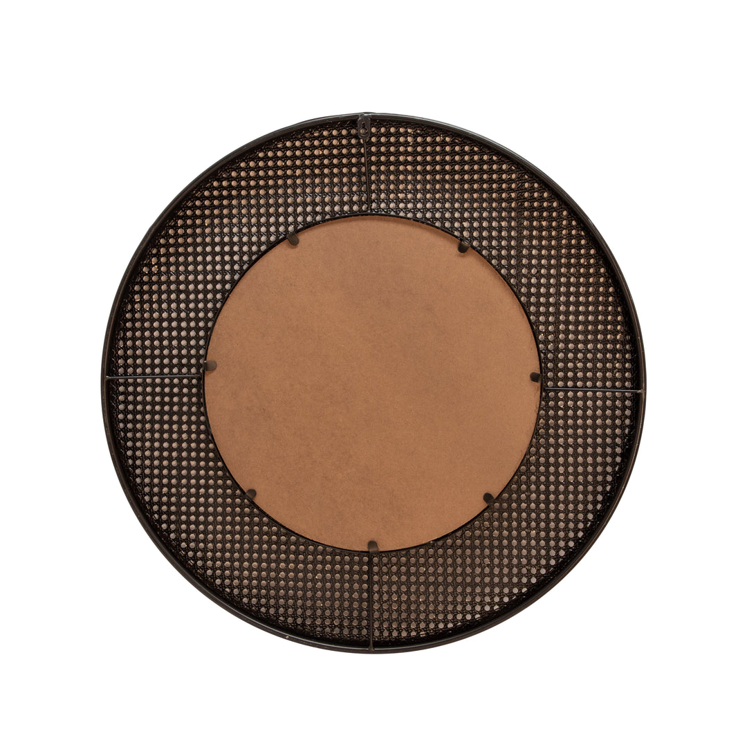 WOOD 28" WICKER MIRROR, BROWN