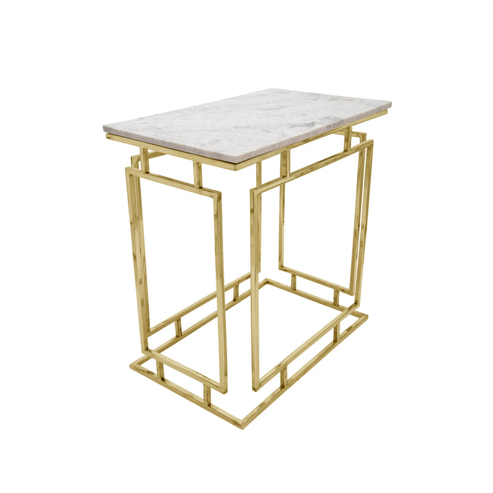 S/3 METAL/MARBLE SIDE TABLES, GOLD