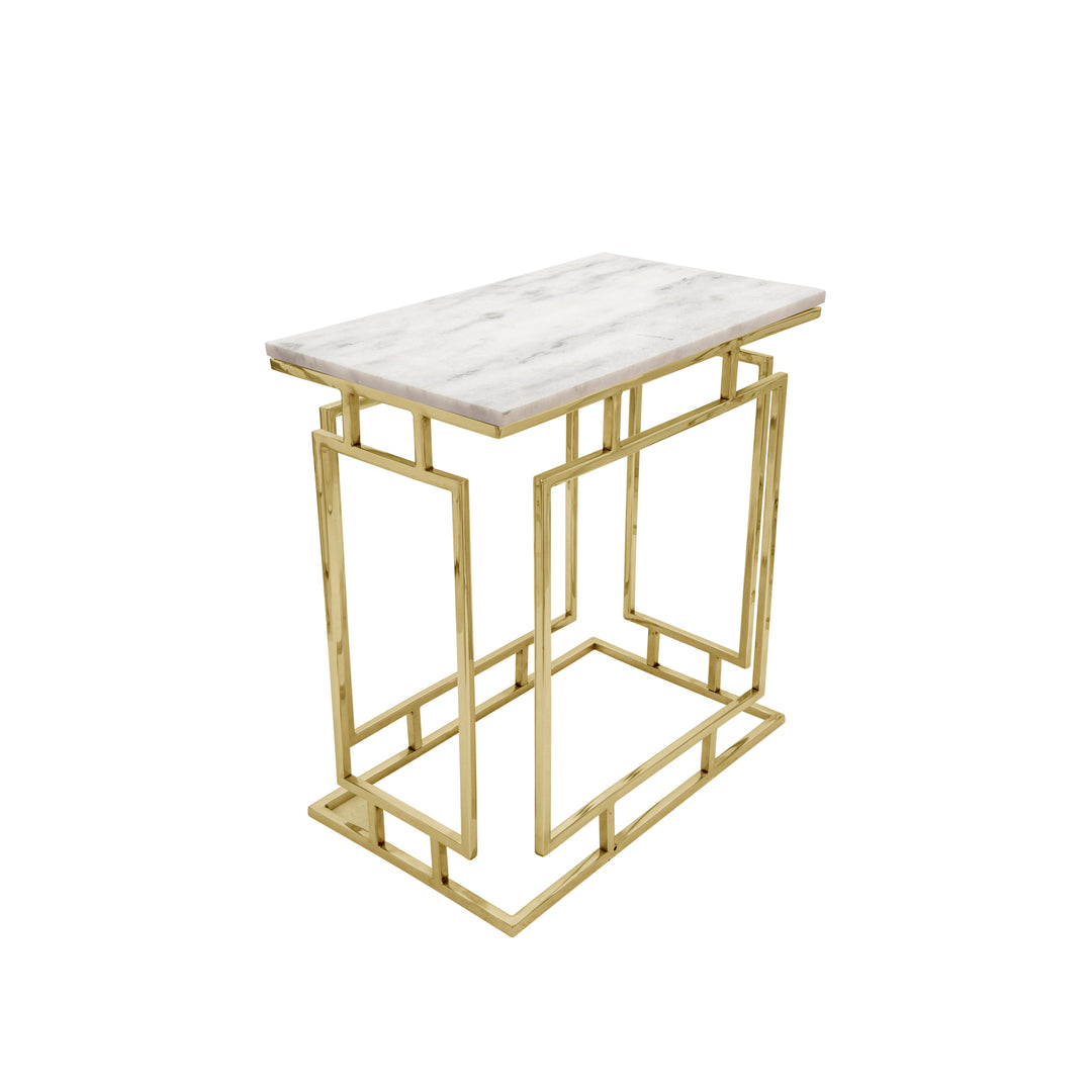 S/3 METAL/MARBLE SIDE TABLES, GOLD