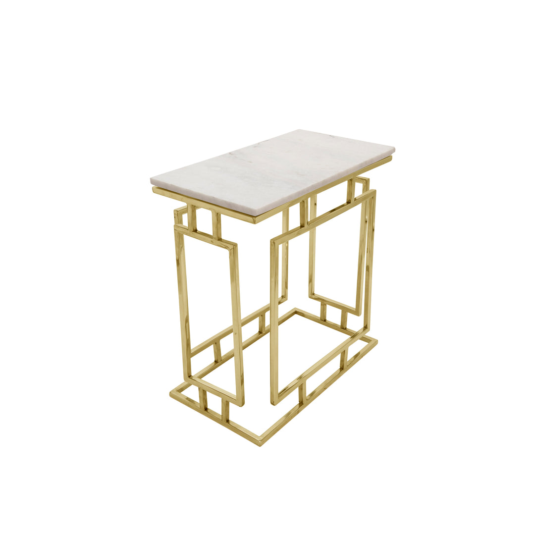 S/3 METAL/MARBLE SIDE TABLES, GOLD