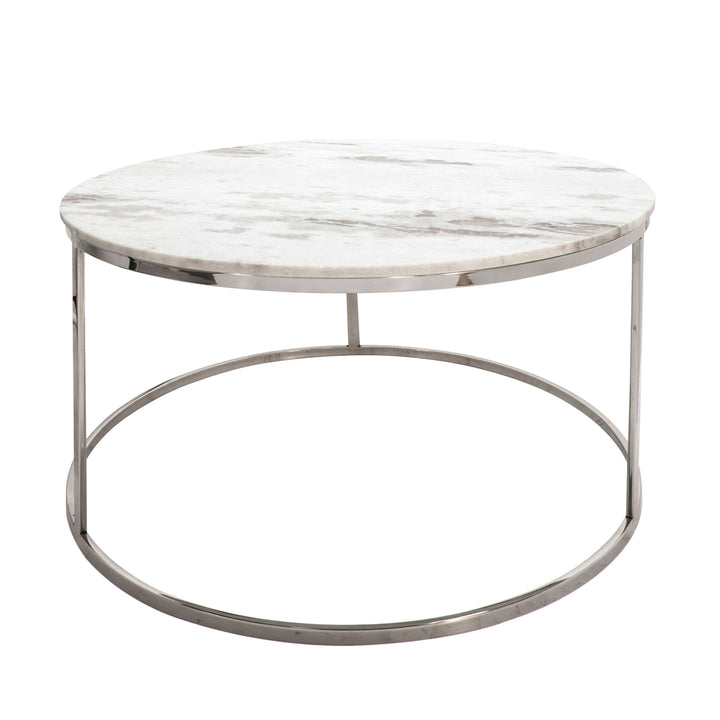 S/2 METAL/MARBLE COFFEE TABLE, SILVER