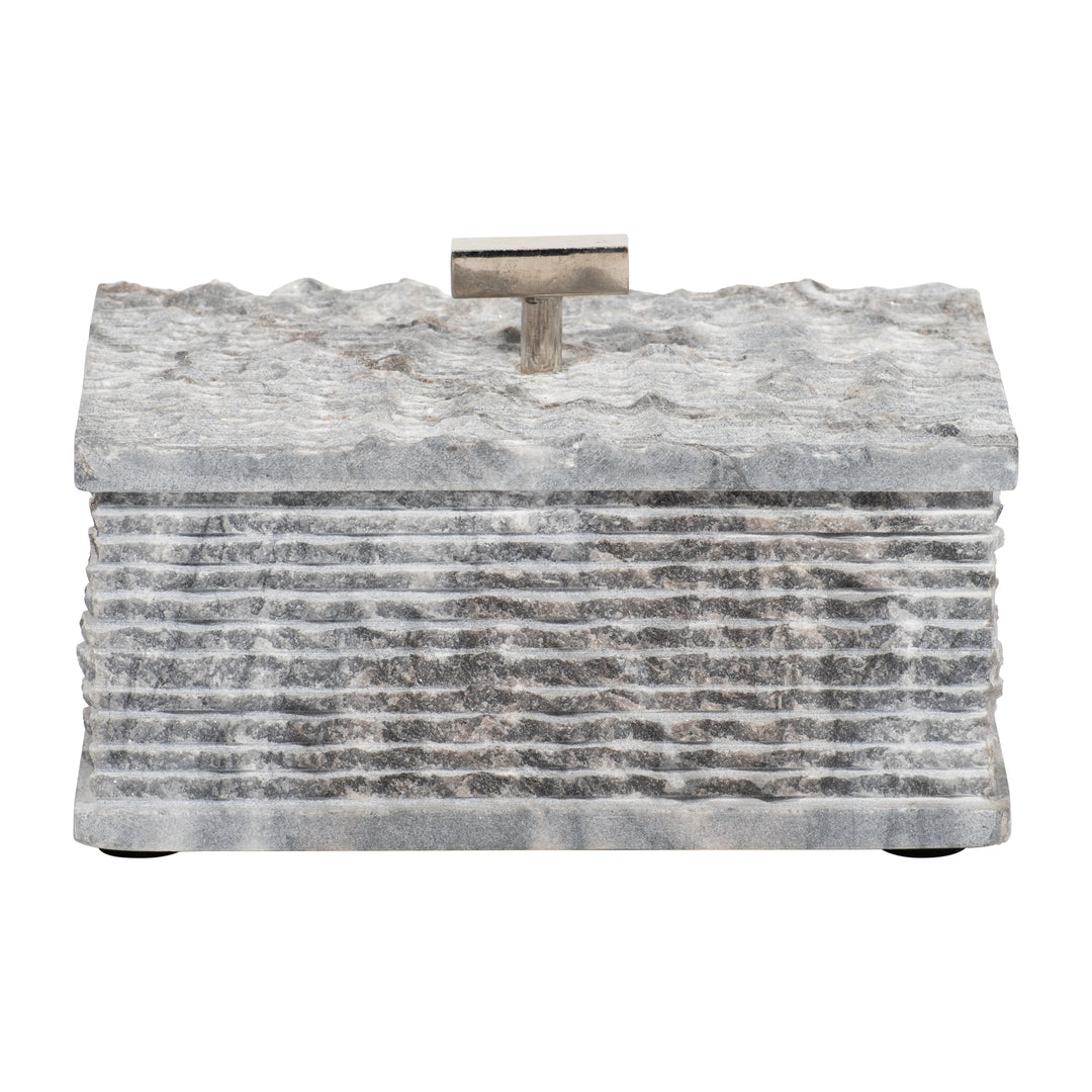 MARBLE 7X3 BOX W/ SILVER KNOB, GRAY