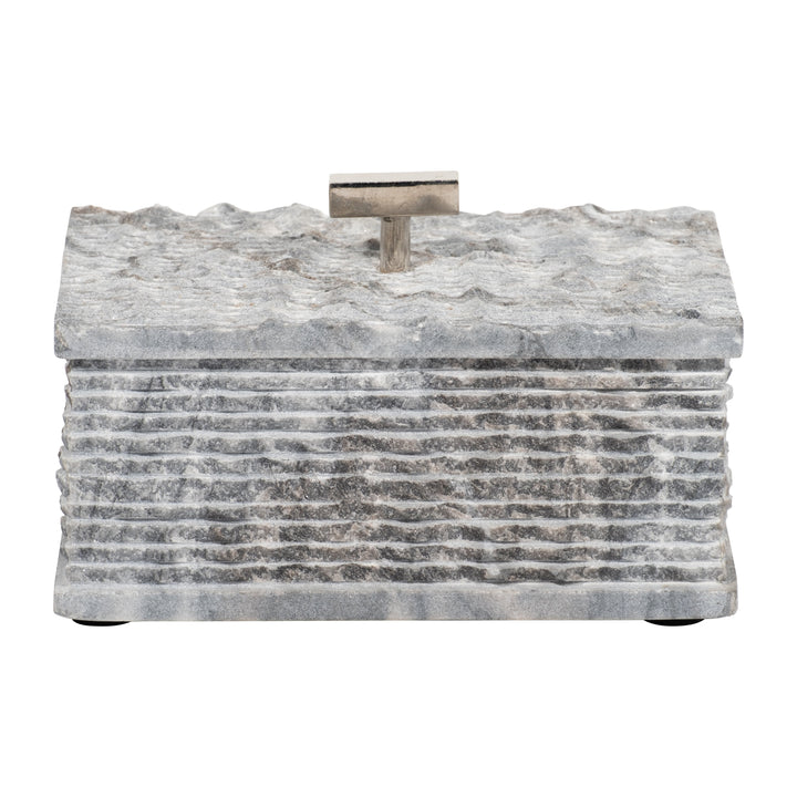 MARBLE 7X3 BOX W/ SILVER KNOB, GRAY