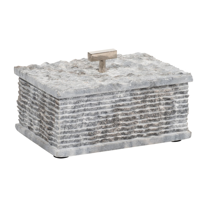 MARBLE 7X3 BOX W/ SILVER KNOB, GRAY