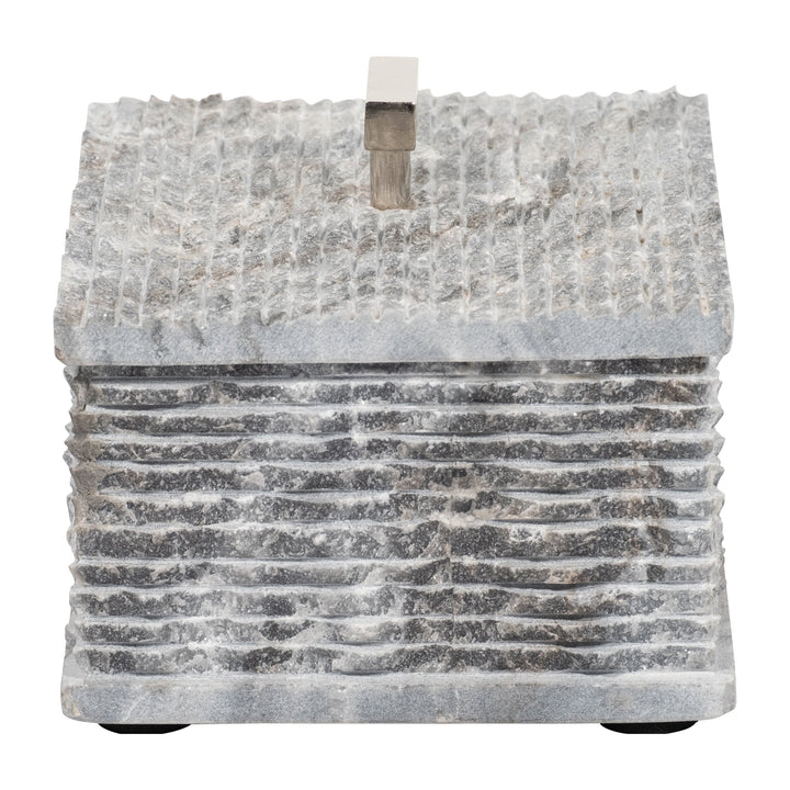 MARBLE 7X3 BOX W/ SILVER KNOB, GRAY