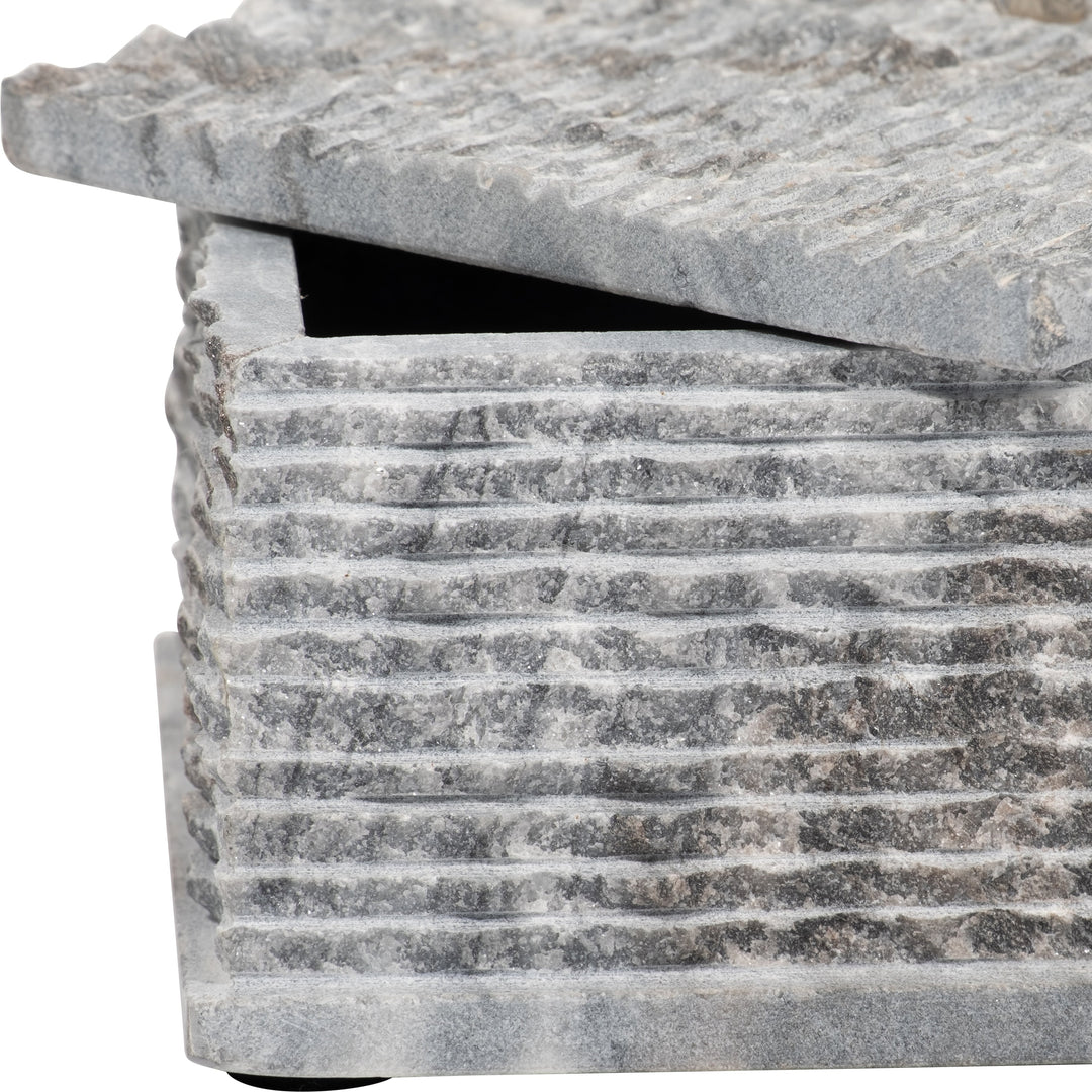 MARBLE 7X3 BOX W/ SILVER KNOB, GRAY