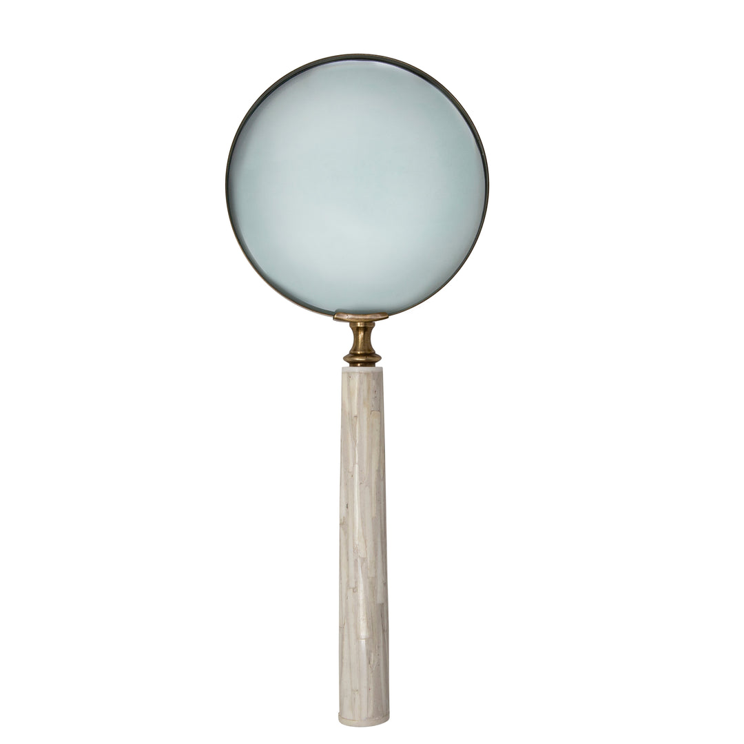 6"D  MAGNIFYING GLASS IN RESIN HANDLE, IVORY