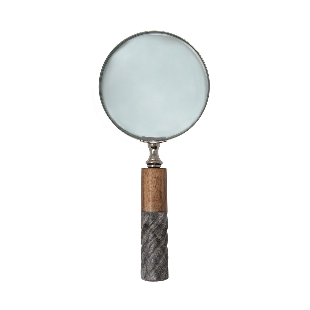 4"D MAGNIFYING GLASS IN RESIN HANDLE, 2-TONE