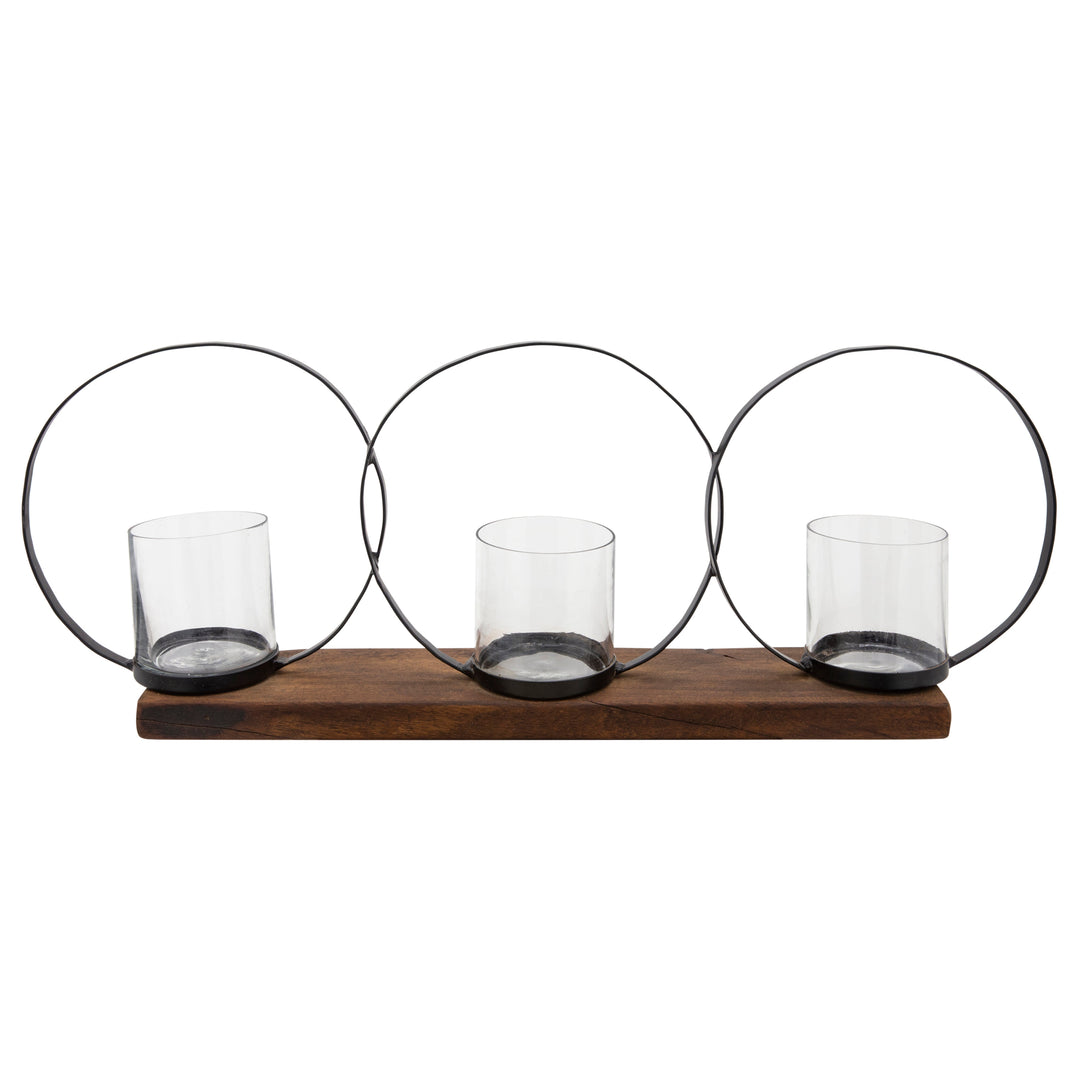 28" 3-CANDLE HOLDERS, BROWN