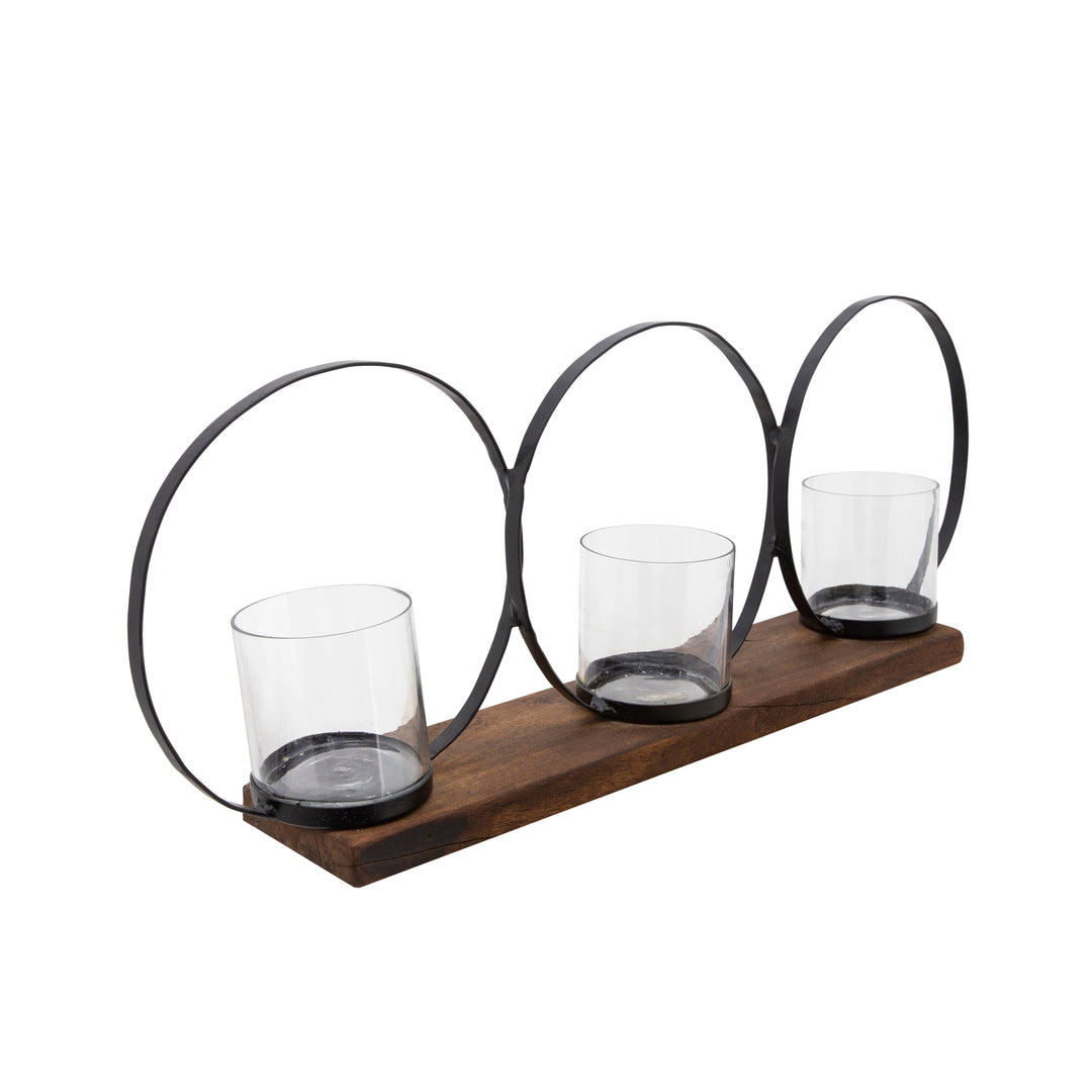 28" 3-CANDLE HOLDERS, BROWN