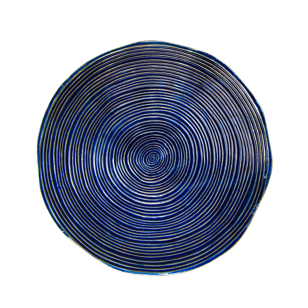 S/2 DECORATIVE METAL SWIRL TRAY, BLUE/MULTI
