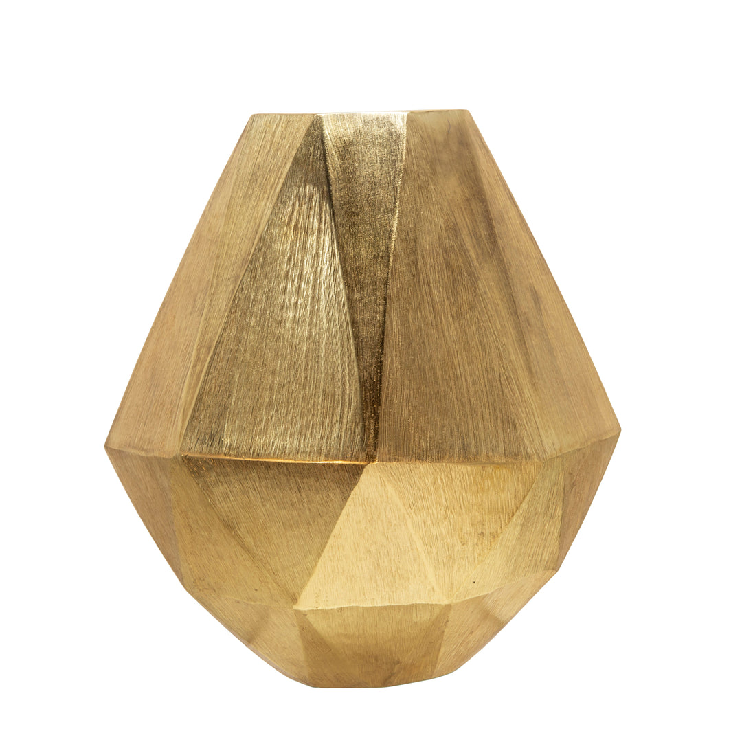 10" GEOMETRIC DECO VASE, GOLD