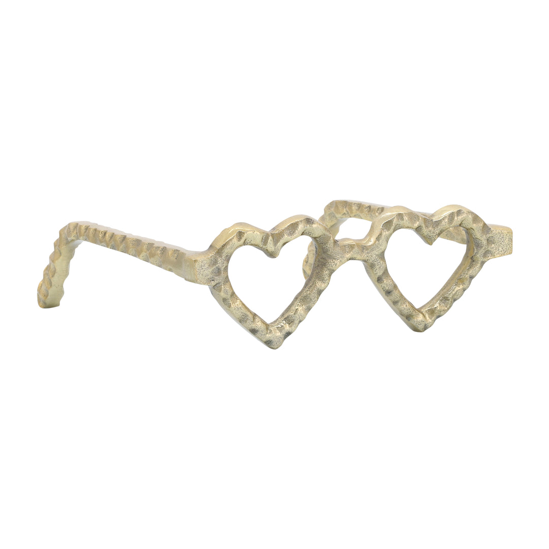 METAL HEART SHAPED GLASSES, GOLD