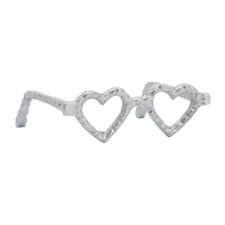 METAL HEART SHAPED GLASSES, SILVER