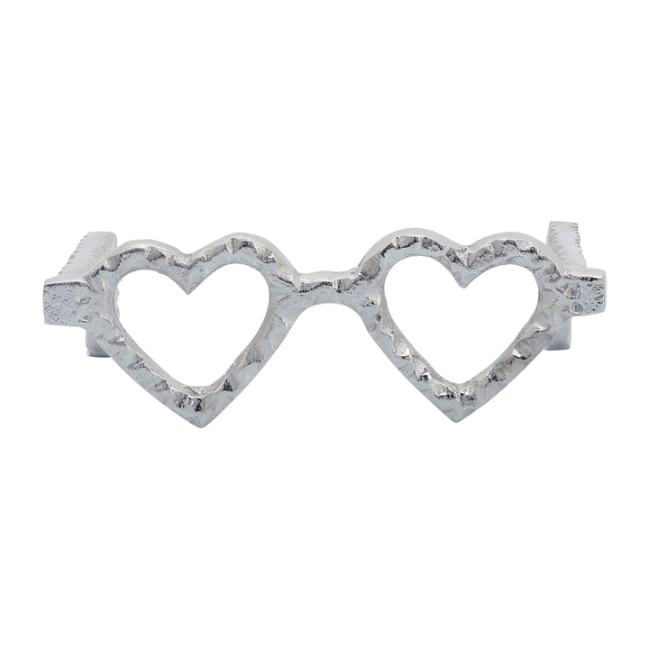 METAL HEART SHAPED GLASSES, SILVER