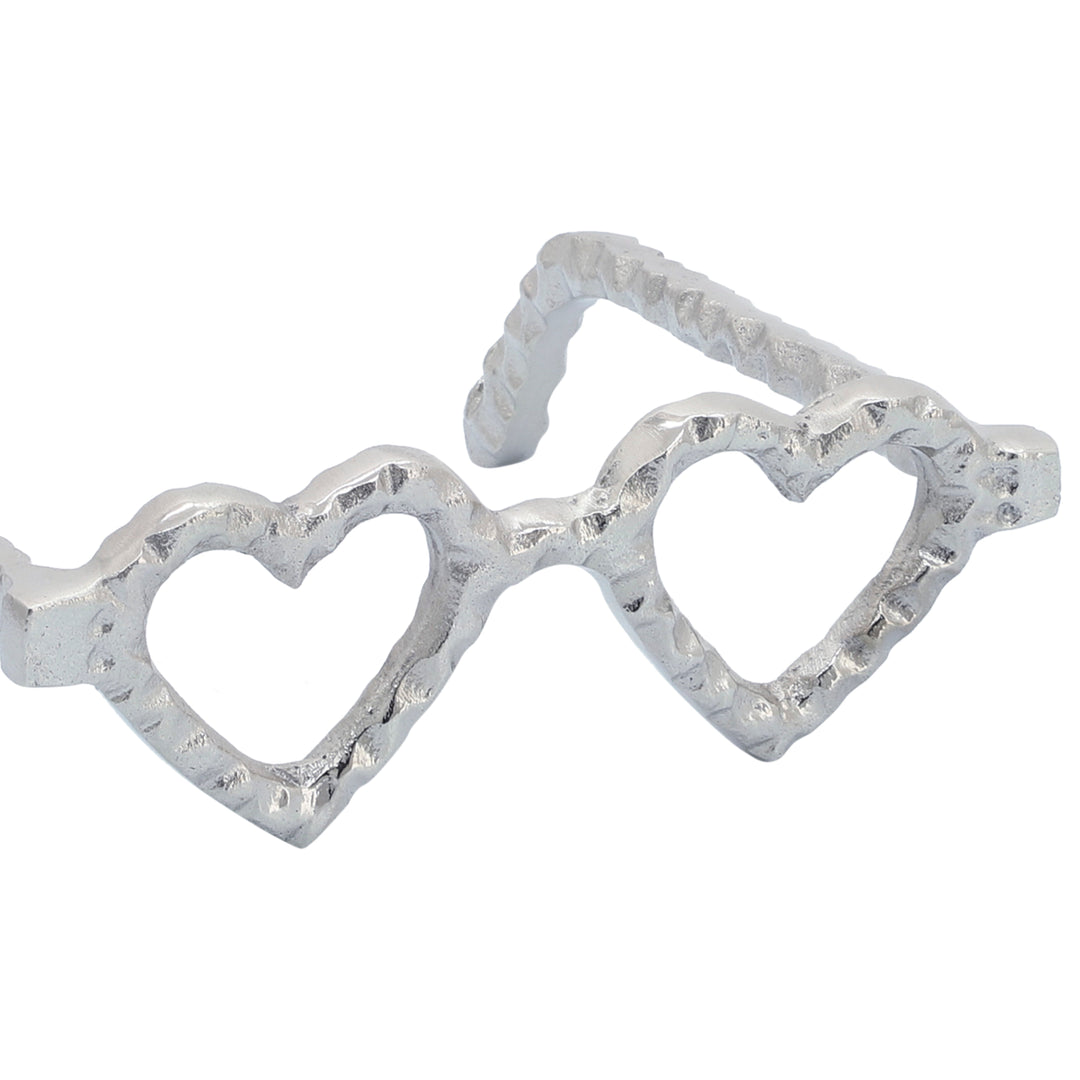 METAL HEART SHAPED GLASSES, SILVER