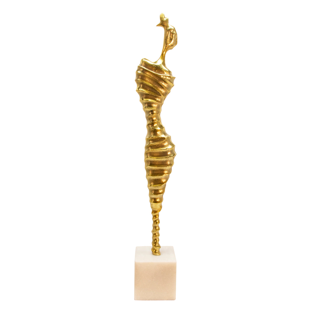 27" METAL MODERN FEMALE MUMMY DECO, GOLD