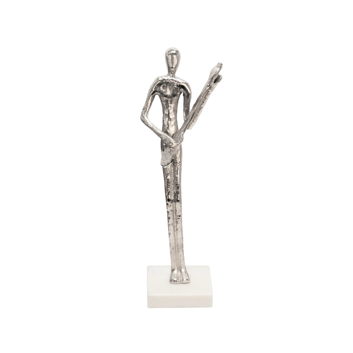 15" GUITAR MUSICIAN ON MARBLE BASE, SILVER