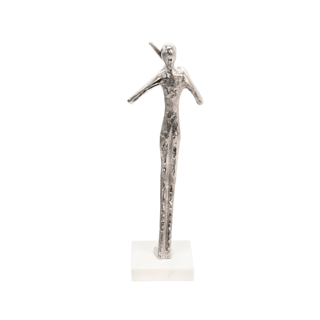 15" GUITAR MUSICIAN ON MARBLE BASE, SILVER